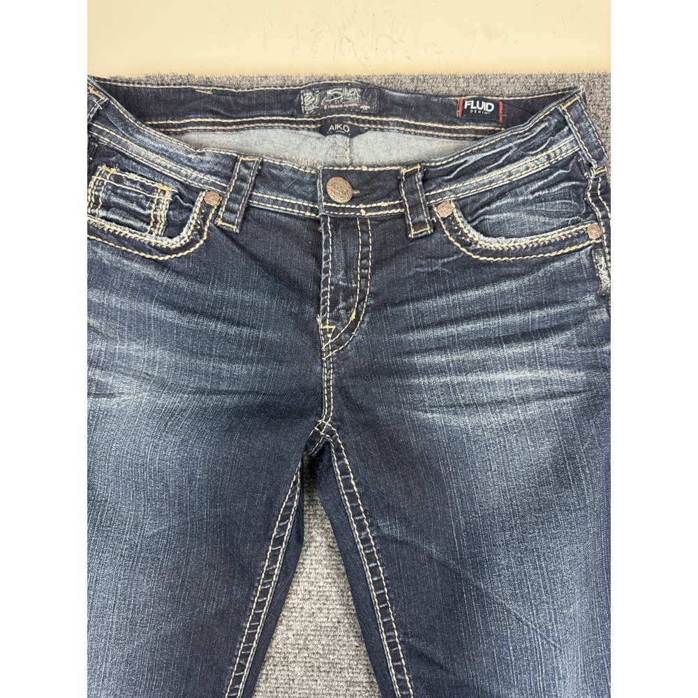 Silver Jeans Women's 31x33 Dark Blue Aiko Bootcut Embroidered Western Glove - Picture 10 of 10